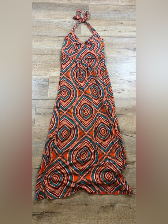 Miss Tina Dresses & Skirts - Miss Tina Orange Geometric Maxi Skirt with Teal Accents